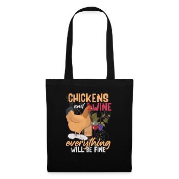 Poulets & Vin - Sac en tissu - noir - Devant