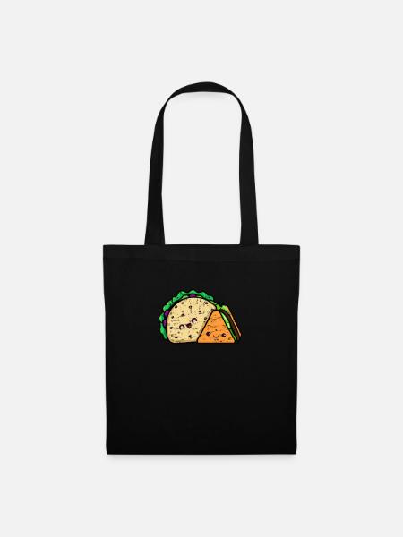 Kawaii Hamburger und Taco Beste Freunde - Stoffbeutel - Schwarz