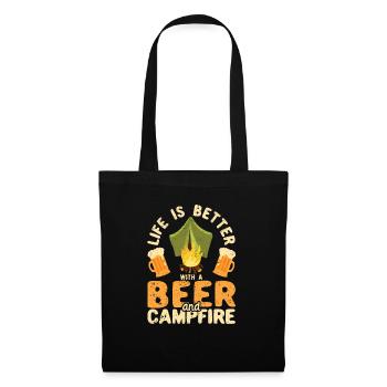 La vie est meilleure avec une bière et un feu de camp - Sac en tissu - noir - Devant