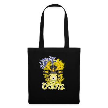 Kitsun Vaporwave Japanische Kami Vaporwave Kitsune - Stoffbeutel - Schwarz - Vorne