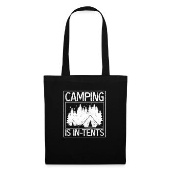 Camping is fun in tents Outdoor travel happiness - Tote Bag - black - Front