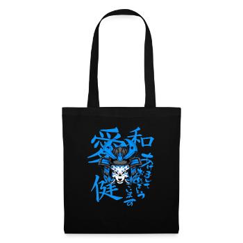 Kitsun Vaporwave Japanische Kami Vaporwave Kitsune - Stoffbeutel - Schwarz - Vorne