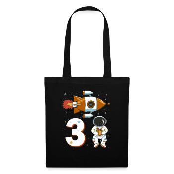 3. Geburtstag Astronaut 3 Jahre Weltall Jungen - Stoffbeutel - Schwarz - Vorne