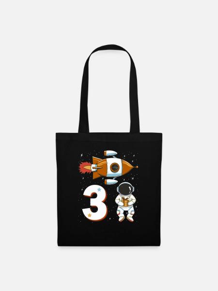 3. Geburtstag Astronaut 3 Jahre Weltall Jungen - Stoffbeutel - Schwarz