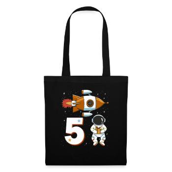 5. Geburtstag Astronaut 5 Jahre Weltall Jungen - Stoffbeutel - Schwarz - Vorne