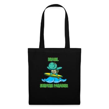 Turtle on surfboard with sun pill - Tote Bag - black - Front