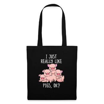 Liebe Schwein Idee Frauen Schwein Geschenke Schweine Idee - Stoffbeutel - Schwarz - Vorne