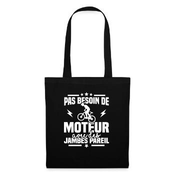 Humour cycliste, pas besoin de moteur - Sac en tissu - noir - Devant