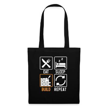 Manger Dormir Construire Répéter Construction Maçon - Sac en tissu - noir - Devant