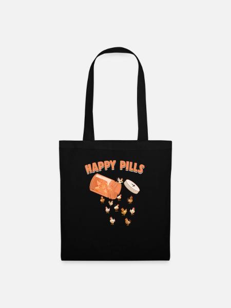 Happy Pills Huhn Lustige Farm Tierliebhaber Humor - Stoffbeutel - Schwarz