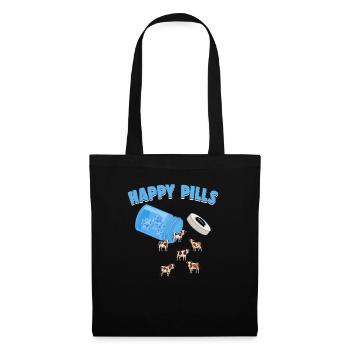 Happy Pills Farm Tier Lustige Kuh Liebhaber Humor - Stoffbeutel - Schwarz - Vorne