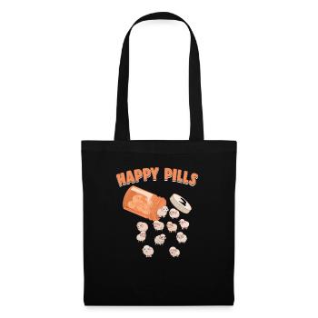 Happy Pills Schafe Lustige Farm Tierliebhaber Humor - Stoffbeutel - Schwarz - Vorne