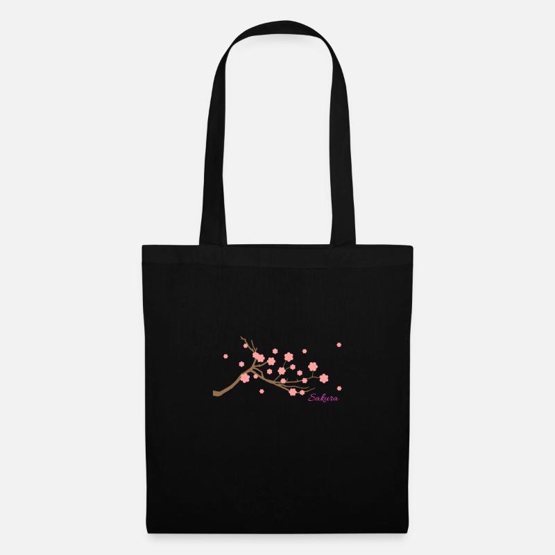 Sakura Ast Blätter - Stoffbeutel - Schwarz