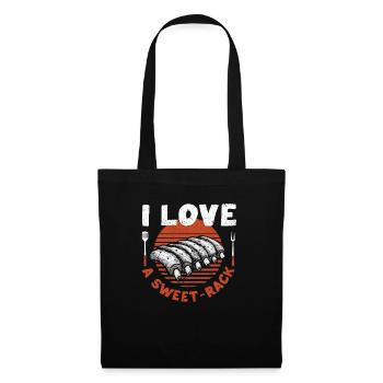 I Love A Sweet Rack BBQ Ribs Funny Barbecue Grill - Stoffbeutel - Schwarz - Vorne