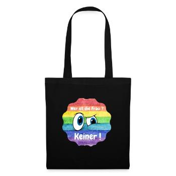 wer ist die Frau, LBTQ, CSD - Stoffbeutel - Schwarz - Vorne