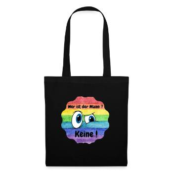 Wer ist der Mann in der Beziehung, Lesbian, CSD - Stoffbeutel - Schwarz - Vorne