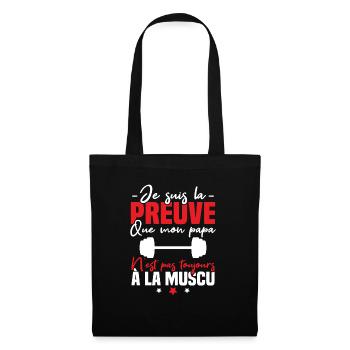 Preuve que mon papa muscu, Papa musclé - Sac en tissu - noir - Devant
