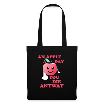 Une pomme par jour - tu meurs quand même - Sac en tissu - noir - Devant