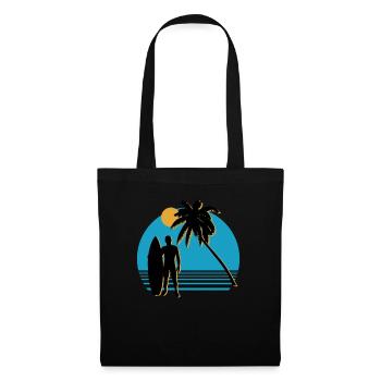 Surfeur avec palmier - Sac en tissu - noir - Devant