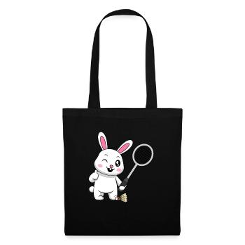 Hobby Sports Lapin jouant au badminton Shuttlecock - Sac en tissu - noir - Devant