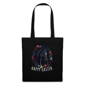 Reiten mit süßes Pferd Happy Easter Pferd - Stoffbeutel - Schwarz - Vorne