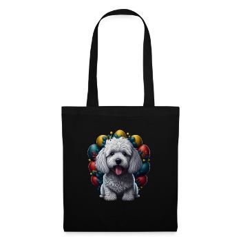 Beau caniche chien Pâques printemps caniche - Sac en tissu - noir - Devant