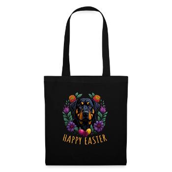 Beau chien Rottweiler Pâques Printemps Happy - Sac en tissu - noir - Devant