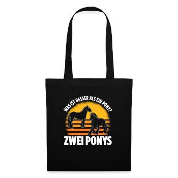 Was ist besser als ein Pony? Zwei Ponys - Stoffbeutel - Schwarz - Vorne
