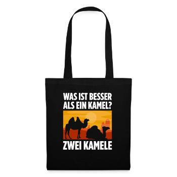 Was ist besser als ein Kamel? Zwei Kamele - Stoffbeutel - Schwarz - Vorne