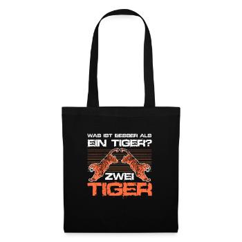Was ist besser als ein Tiger? Zwei Tiger - Stoffbeutel - Schwarz - Vorne