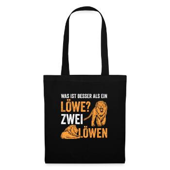 Was ist besser als ein Löwe? Zwei Löwen - Stoffbeutel - Schwarz - Vorne