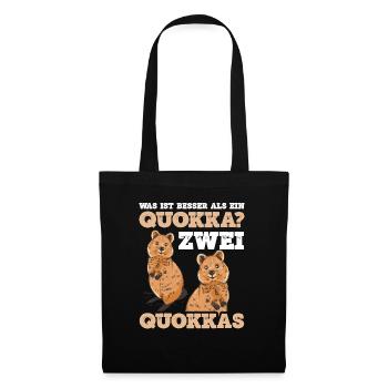 Was ist besser als ein Quokka? Zwei Quokkas - Stoffbeutel - Schwarz - Vorne