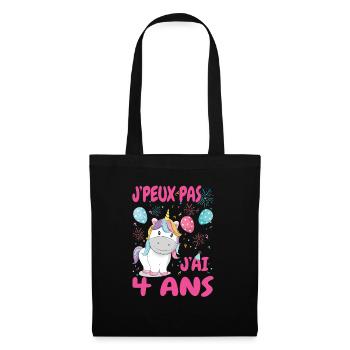 licorne originale rigolote fille 4 ans - Sac en tissu - noir - Devant