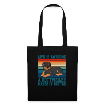 La vie est géniale Un Rottweiler la rend meilleure - Sac en tissu - noir - Devant