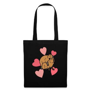 Capybara amoureuse - Sac en tissu - noir - Devant