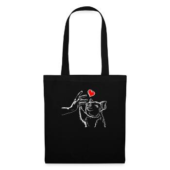 Coeur de cochon tenant la main avec le cochon - Sac en tissu - noir - Devant