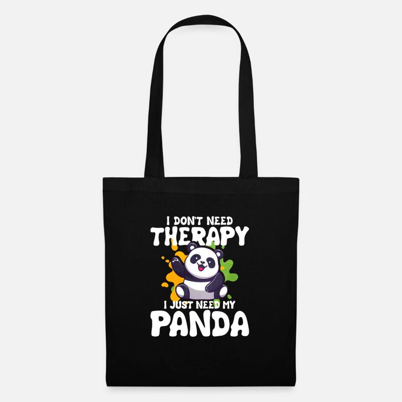 Panda - Stoffbeutel - Schwarz