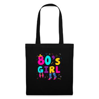 80's Girl Achtziger Frau - Stoffbeutel - Schwarz - Vorne