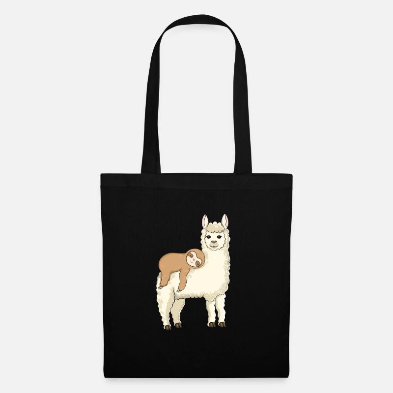 Funny sloth riding llama - Tote Bag - black