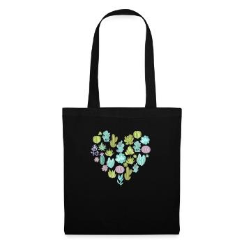 Succulent Cactus Succa Lover Heart Plant - Sac en tissu - noir - Devant