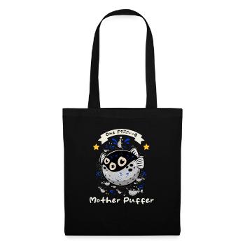 Poisson-globe - Dicton amusant - Sac en tissu - noir - Devant
