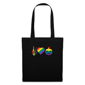 Peace Love Pride Gay Pride Skeleton Pumpkin - Tote Bag - black - Front