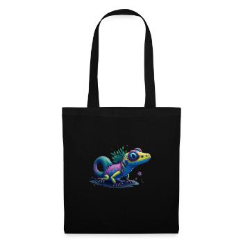 Gamer's Perfect Illustration - Cute Colorful Gekko - Stoffbeutel - Schwarz - Vorne