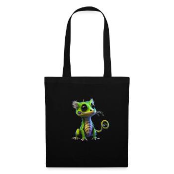 Gamer's Perfect Illustration - Cute Colorful Gekko - Stoffbeutel - Schwarz - Vorne