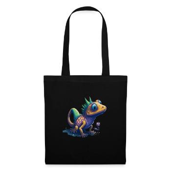 Gamer's Perfect Illustration - Cute Colorful Gekko - Stoffbeutel - Schwarz - Vorne