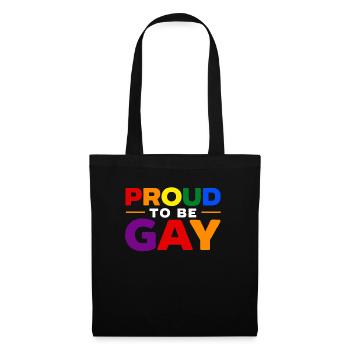 Proud To Be Gay Rainbow Pride Month LGBTQ Gay - Stoffbeutel - Schwarz - Vorne