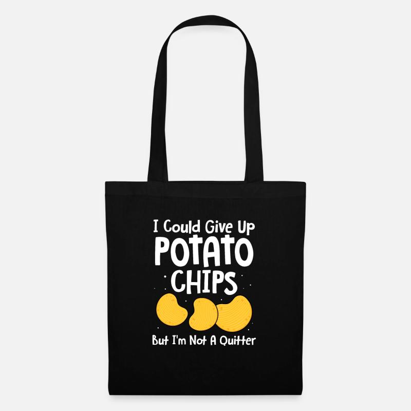 Chips Essen Snacks Süßigkeiten Geschenk - Stoffbeutel - Schwarz