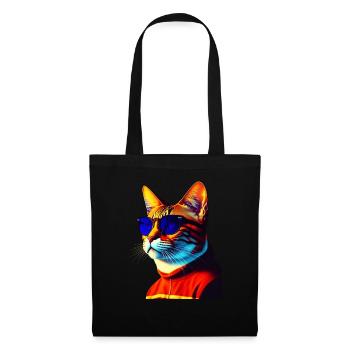 Coole Katze trägt Sonnenbrille - Stoffbeutel - Schwarz - Vorne