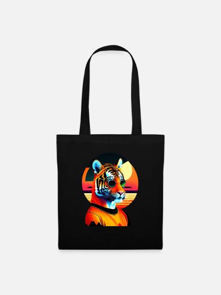 Cooler Tiger trägt Sonnenbrille - Stoffbeutel - Schwarz