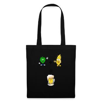Gerste und Hopfen Bier - Stoffbeutel - Schwarz - Vorne